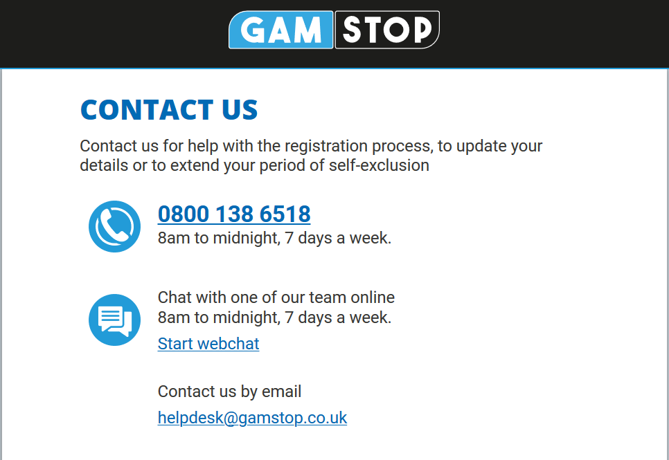 How to Contact GamStop